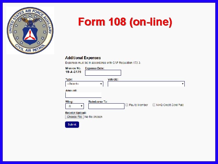 Form 108 (on-line) 