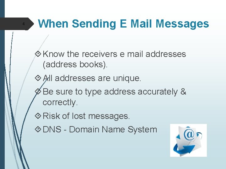 4 When Sending E Mail Messages Know the receivers e mail addresses (address books).