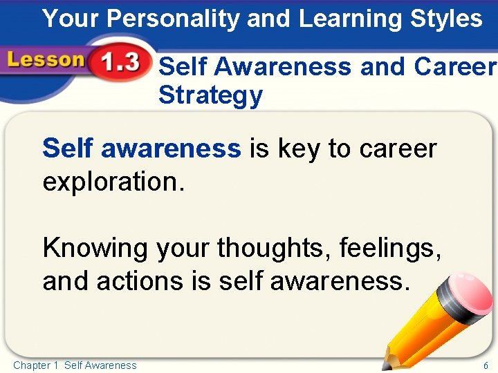 Your Personality and Learning Styles Self Awareness and Career Strategy Self awareness is key