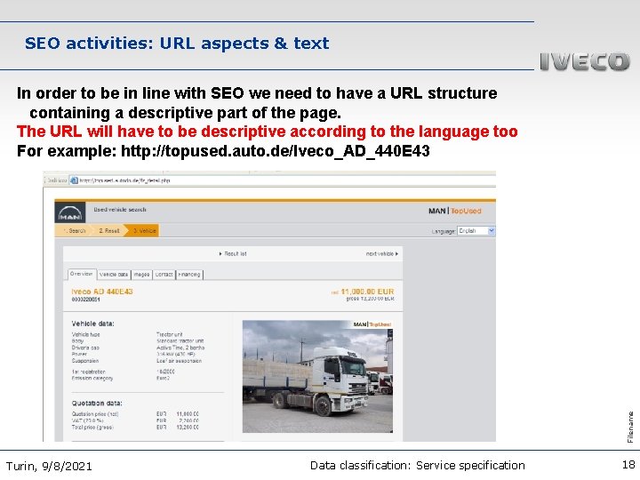 SEO activities: URL aspects & text Filename In order to be in line with