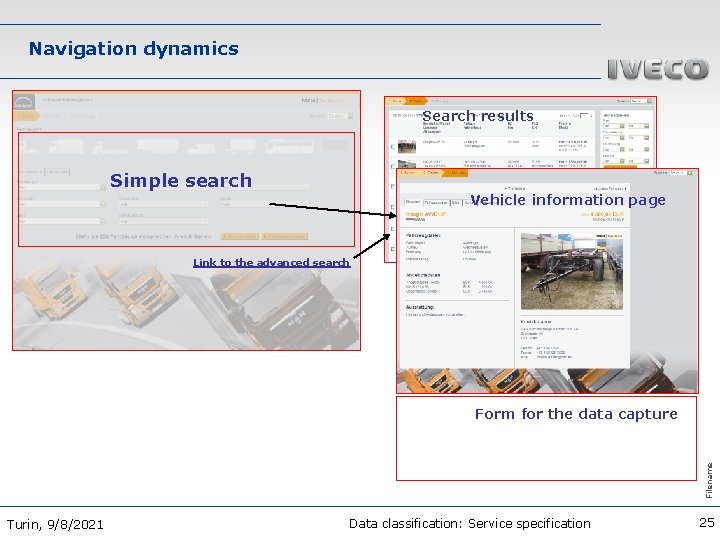 Navigation dynamics Search results Simple search Vehicle information page Link to the advanced search