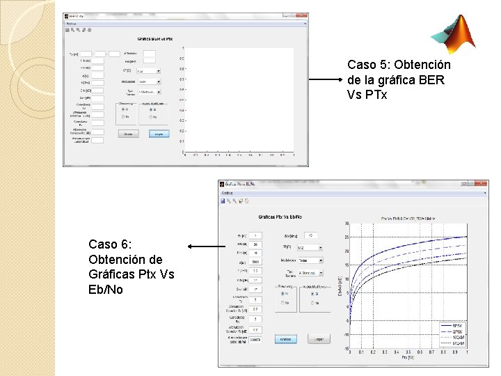 Caso 5: Obtención de la gráfica BER Vs PTx Caso 6: Obtención de Gráficas