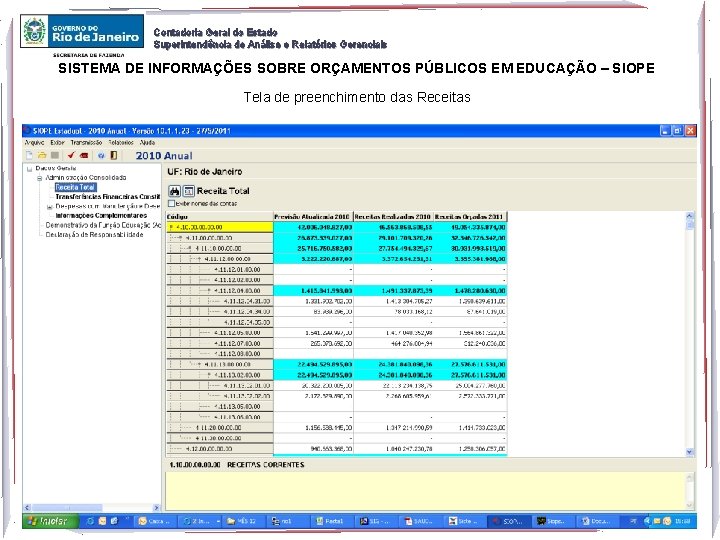 Contadoria Geral do Estado Superintendência de Análise e Relatórios Gerenciais SISTEMA DE INFORMAÇÕES SOBRE