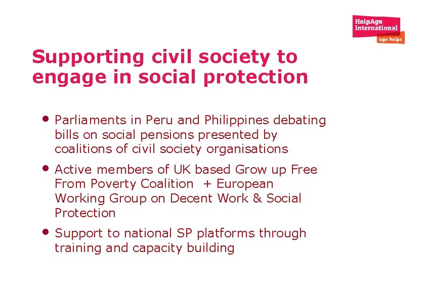 Supporting civil society to engage in social protection • Parliaments in Peru and Philippines