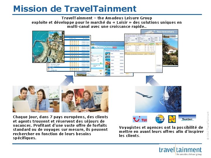 Mission de Travel. Tainment Chaque jour, dans 7 pays européens, des clients et agents