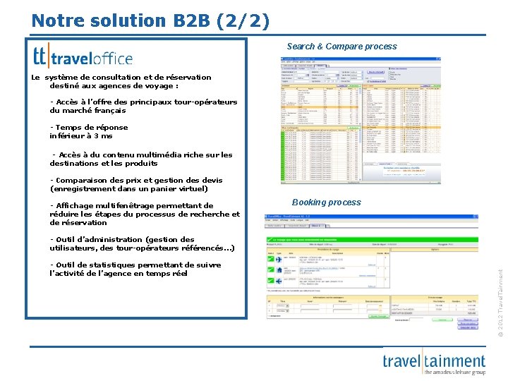 Notre solution B 2 B (2/2) Search & Compare process Le système de consultation