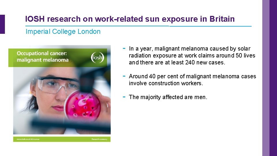 IOSH research on work-related sun exposure in Britain Imperial College London - In a