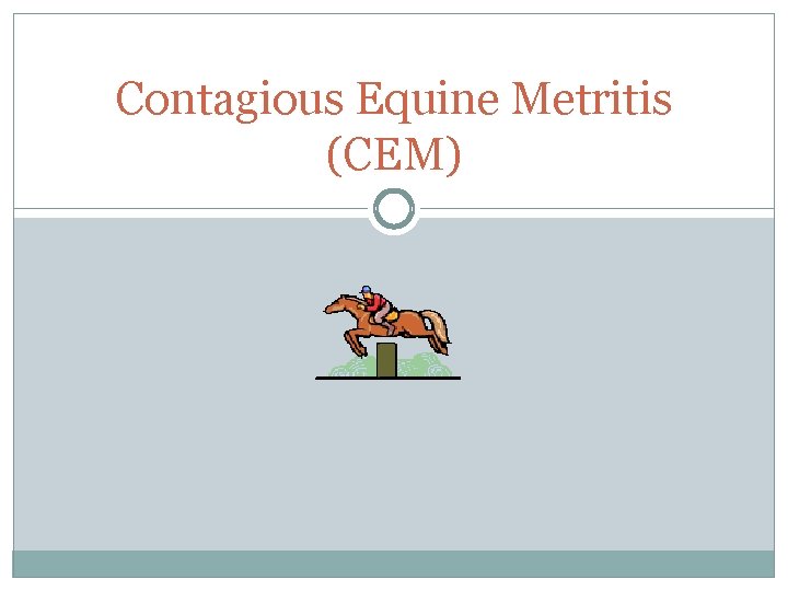 Contagious Equine Metritis (CEM) 