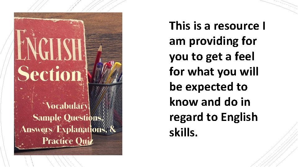 This is a resource I am providing for you to get a feel for