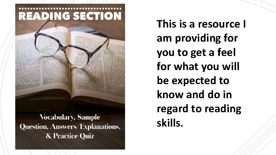 This is a resource I am providing for you to get a feel for