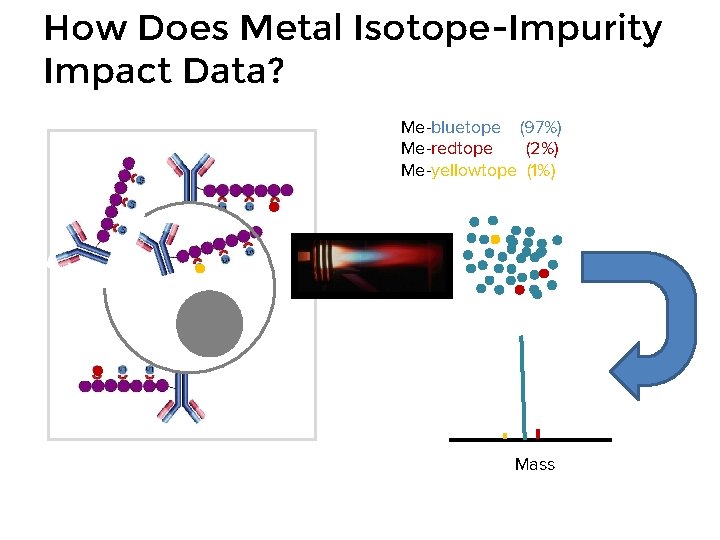 How Does Metal Isotope-Impurity Impact Data? Me-bluetope (97%) Me-redtope (2%) Me-yellowtope (1%) Mass 