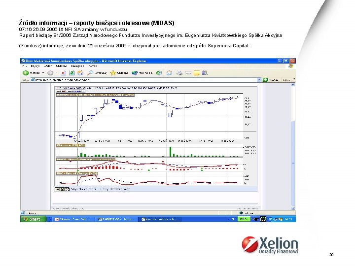 Źródło informacji – raporty bieżące i okresowe (MIDAS) 07: 16 26. 09. 2006 IX