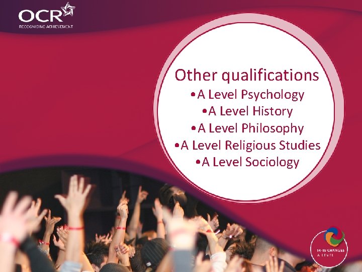 Other qualifications • A Level Psychology • A Level History • A Level Philosophy