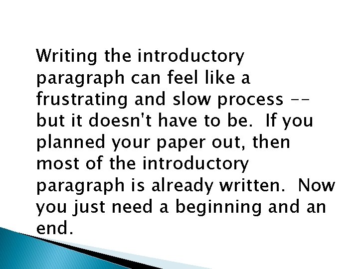 Writing the introductory paragraph can feel like a frustrating and slow process -but it