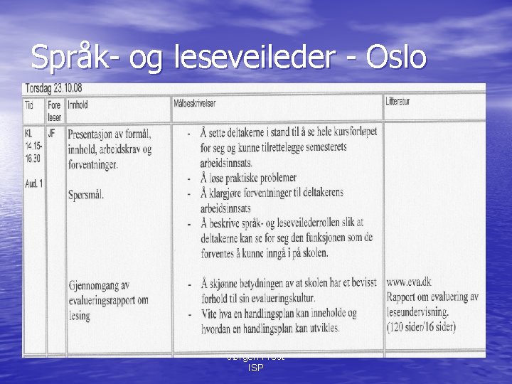 Språk- og leseveileder - Oslo Jørgen Frost ISP 