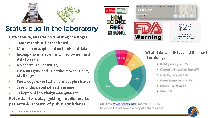 Status quo in the laboratory Data capture, integration & sharing challenges • Some records