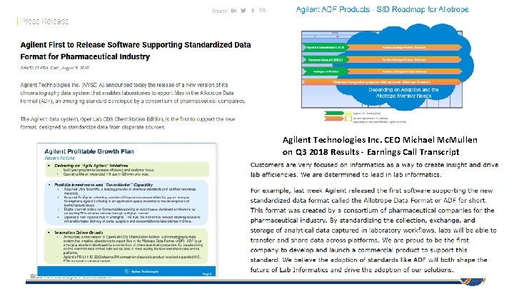 Agilent Technologies Inc. CEO Michael Mc. Mullen on Q 3 2018 Results - Earnings