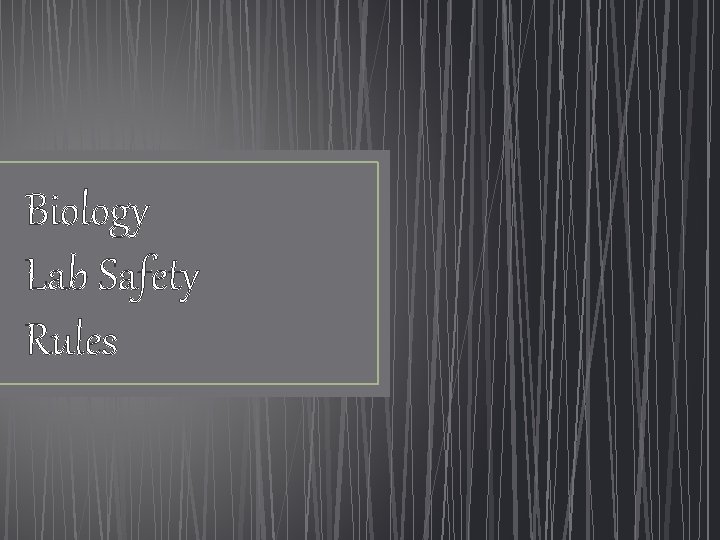 Biology Lab Safety Rules 