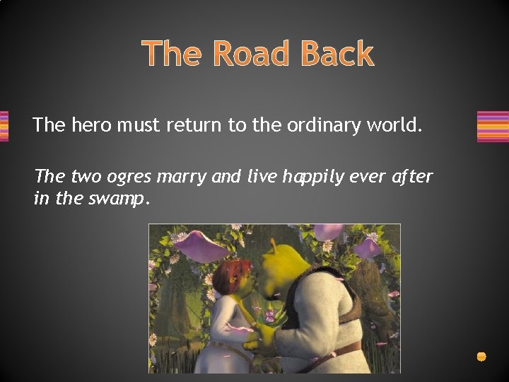 The Road Back The hero must return to the ordinary world. The two ogres