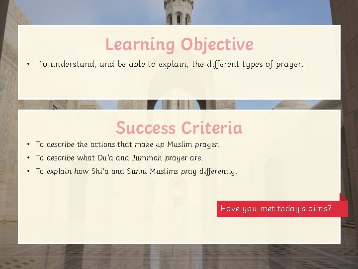 Learning Objective • To understand, and be able to explain, the different types of