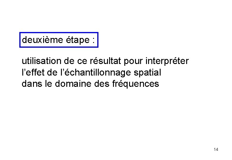deuxième étape : utilisation de ce résultat pour interpréter l’effet de l’échantillonnage spatial dans deuxième étape : utilisation de ce résultat pour interpréter l’effet de l’échantillonnage spatial dans