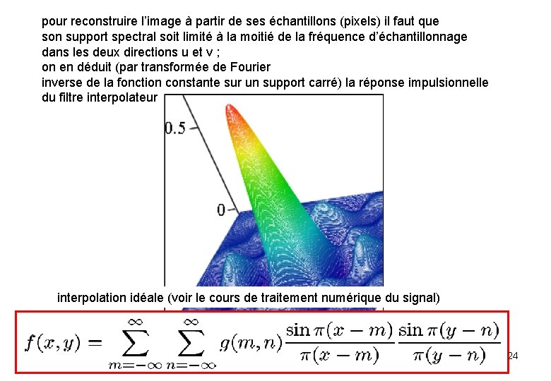 pour reconstruire l’image à partir de ses échantillons (pixels) il faut que son support pour reconstruire l’image à partir de ses échantillons (pixels) il faut que son support