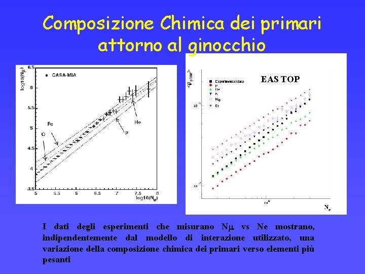 Composizione Chimica dei primari attorno al ginocchio EAS TOP I dati degli esperimenti che