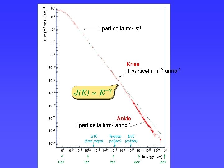 1 particella m-2 s-1 Knee 1 particella m-2 anno-1 Ankle 1 particella km-2 anno-1