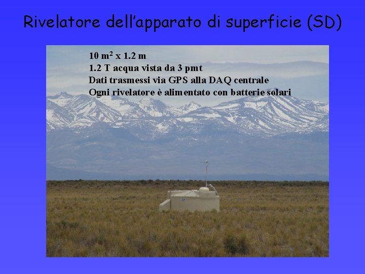 Rivelatore dell’apparato di superficie (SD) 10 m 2 x 1. 2 m 1. 2