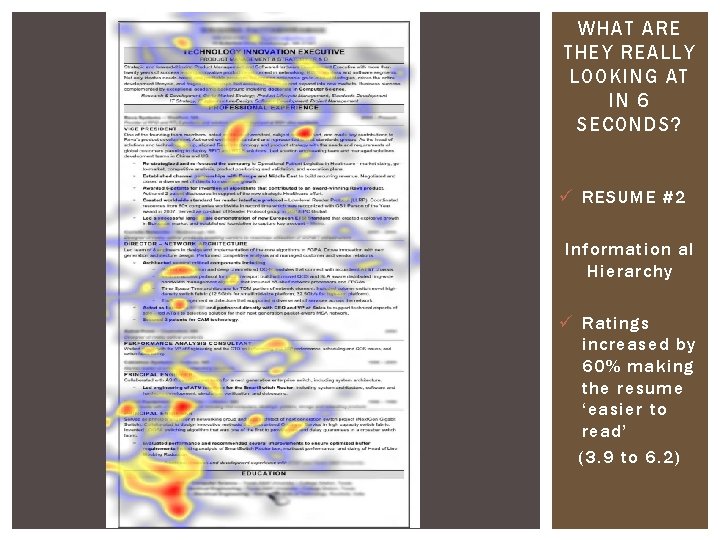 WHAT ARE THEY REALLY LOOKING AT IN 6 SECONDS? ü RESUME #2 Information al