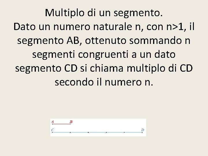 Multiplo di un segmento. Dato un numero naturale n, con n>1, il segmento AB,