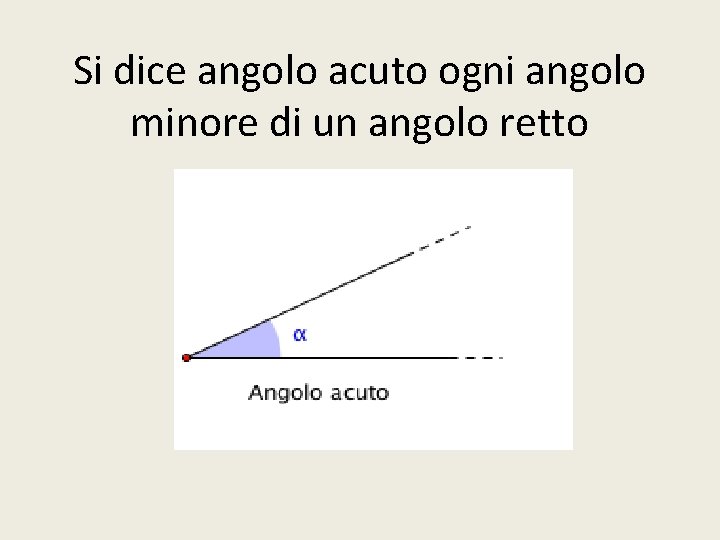 Si dice angolo acuto ogni angolo minore di un angolo retto 