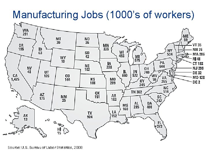 Manufacturing Jobs (1000’s of workers) 26 