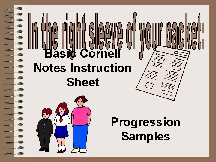 Basic Cornell Notes Instruction Sheet Progression Samples 