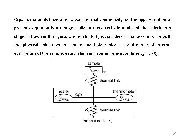 Organic materials have often a bad thermal conductivity, so the approximation of previous equation