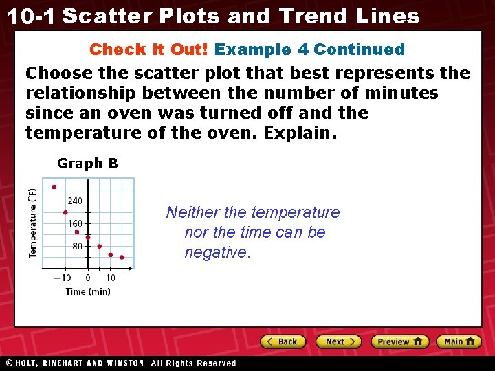 10 -1 Scatter Plots and Trend Lines Check It Out! Example 4 Continued Choose