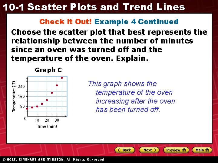 10 -1 Scatter Plots and Trend Lines Check It Out! Example 4 Continued Choose