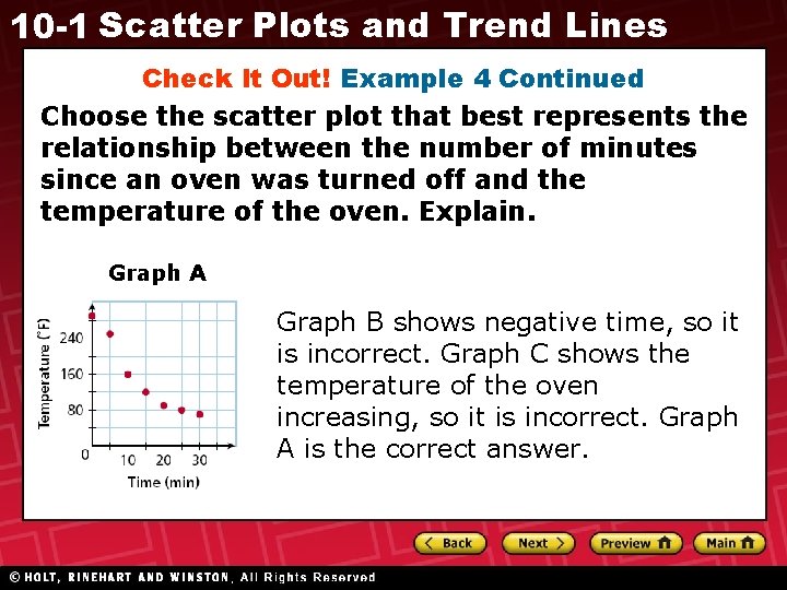 10 -1 Scatter Plots and Trend Lines Check It Out! Example 4 Continued Choose