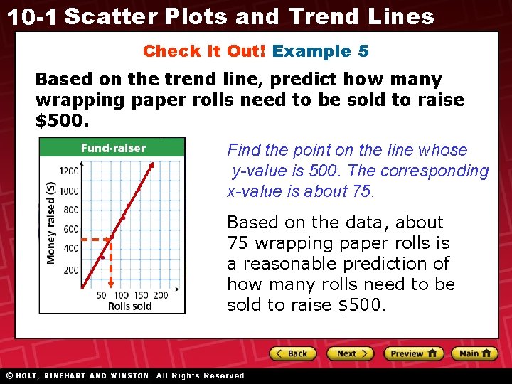 10 -1 Scatter Plots and Trend Lines Check It Out! Example 5 Based on