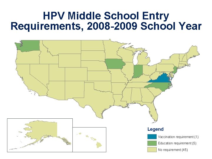 HPV Middle School Entry Requirements, 2008 -2009 School Year 