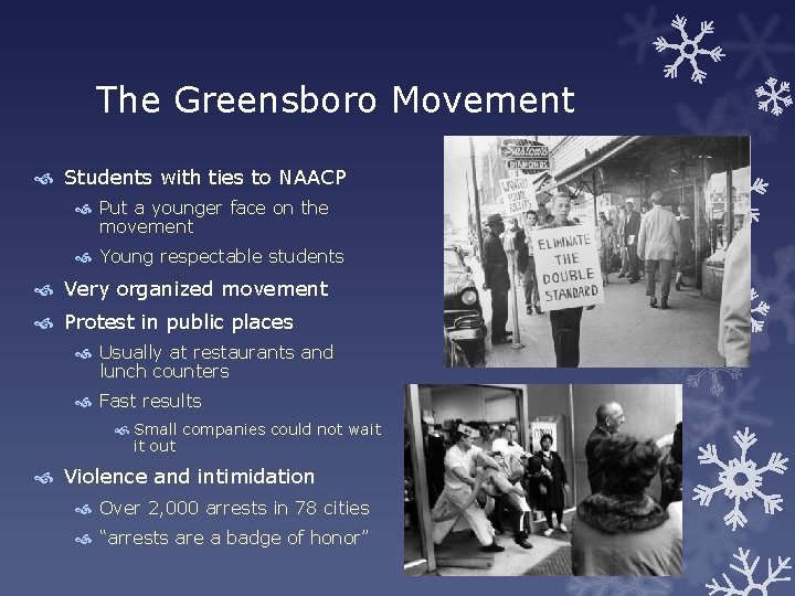 The Greensboro Movement Students with ties to NAACP Put a younger face on the