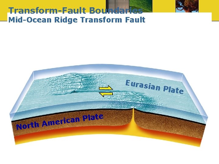 Transform-Fault Boundaries Mid-Ocean Ridge Transform Fault Eurasi late P n a c i er