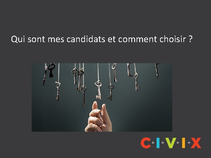 Qui sont mes candidats et comment choisir ? 