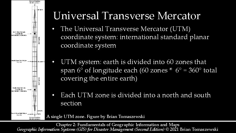 Universal Transverse Mercator • The Universal Transverse Mercator (UTM) coordinate system: international standard planar Universal Transverse Mercator • The Universal Transverse Mercator (UTM) coordinate system: international standard planar