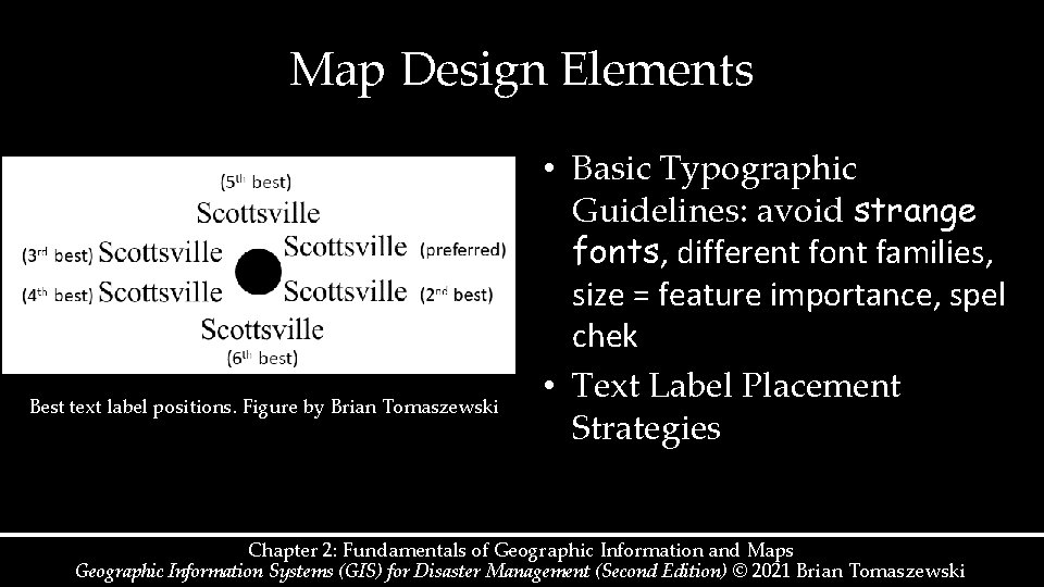 Map Design Elements Best text label positions. Figure by Brian Tomaszewski • Basic Typographic Map Design Elements Best text label positions. Figure by Brian Tomaszewski • Basic Typographic