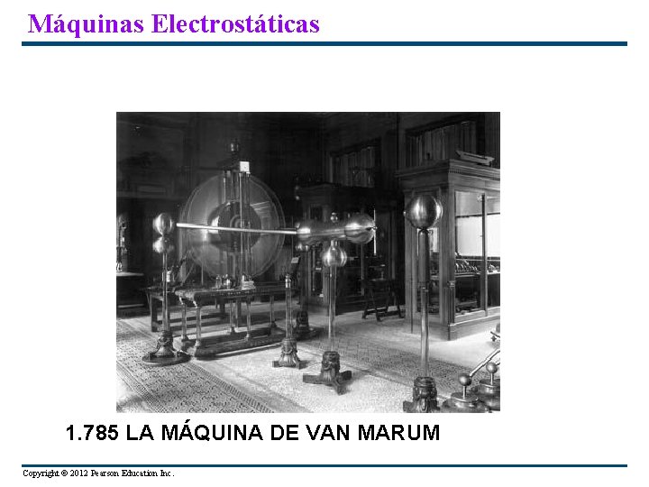 Máquinas Electrostáticas 1. 785 LA MÁQUINA DE VAN MARUM Copyright © 2012 Pearson Education