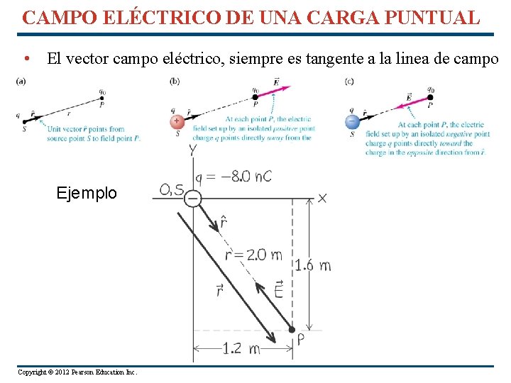 CAMPO ELÉCTRICO DE UNA CARGA PUNTUAL • El vector campo eléctrico, siempre es tangente