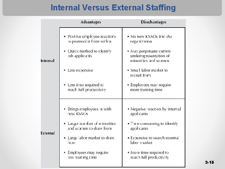 Internal Versus External Staffing 3 -15 