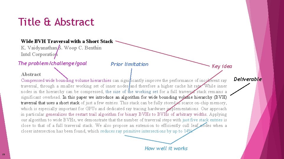 Title & Abstract Wide BVH Traversal with a Short Stack K. Vaidyanathan S. Woop Title & Abstract Wide BVH Traversal with a Short Stack K. Vaidyanathan S. Woop