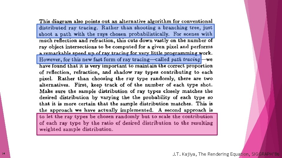 34 J. T. Kajiya, The Rendering Equation, SIGGRAPH’ 86 34 J. T. Kajiya, The Rendering Equation, SIGGRAPH’ 86